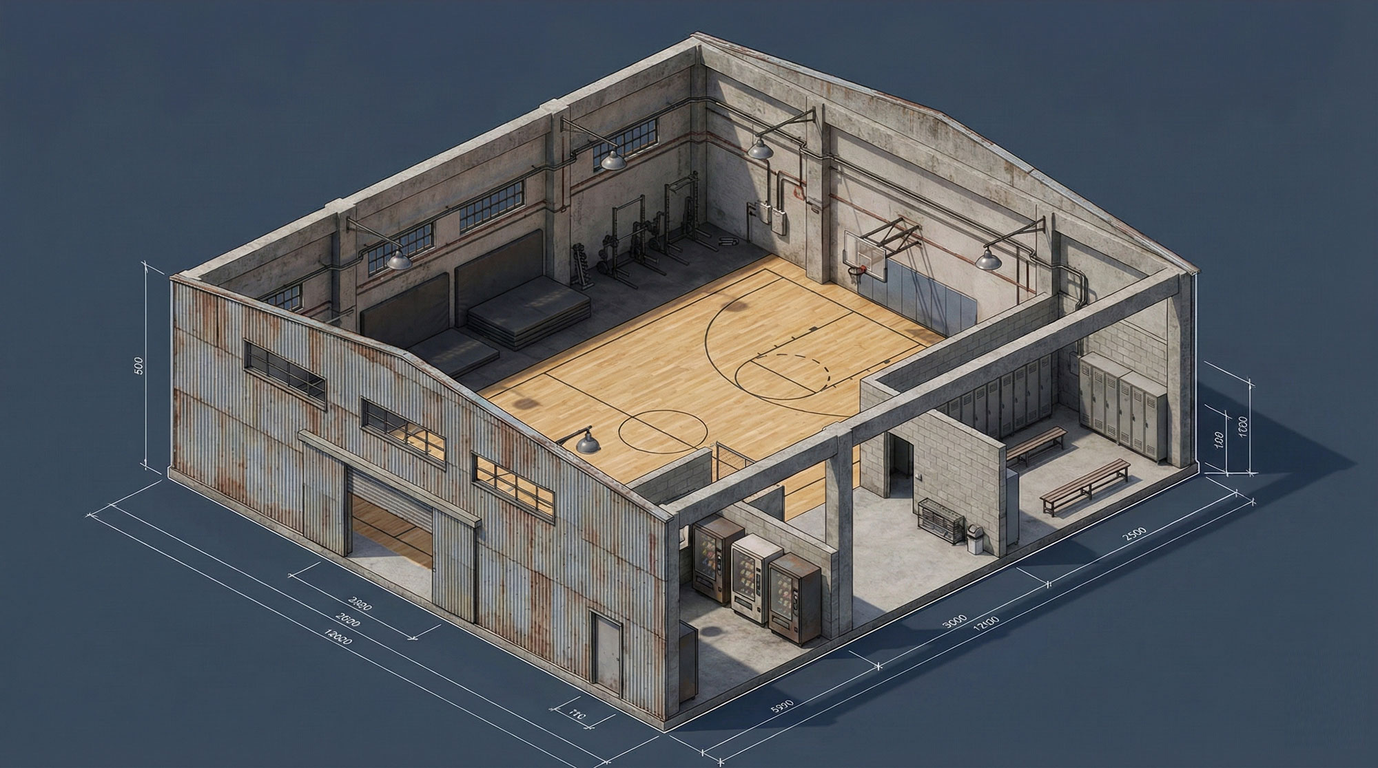 Illustrative indoor facility concept render